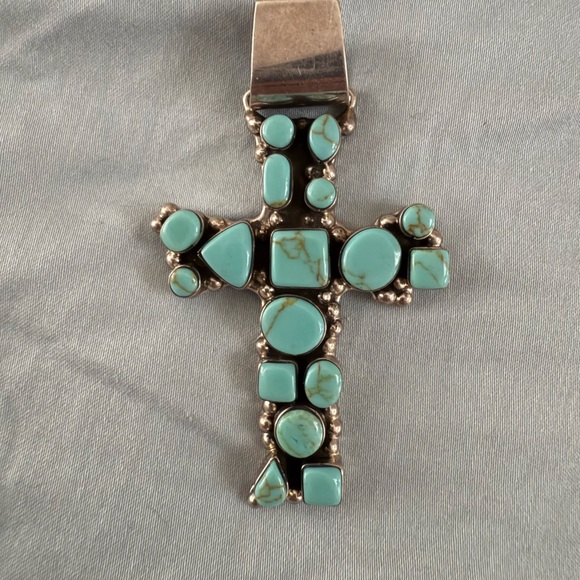 3” Mexico 925 Sterling Silver Genuine Turquoise Stone...